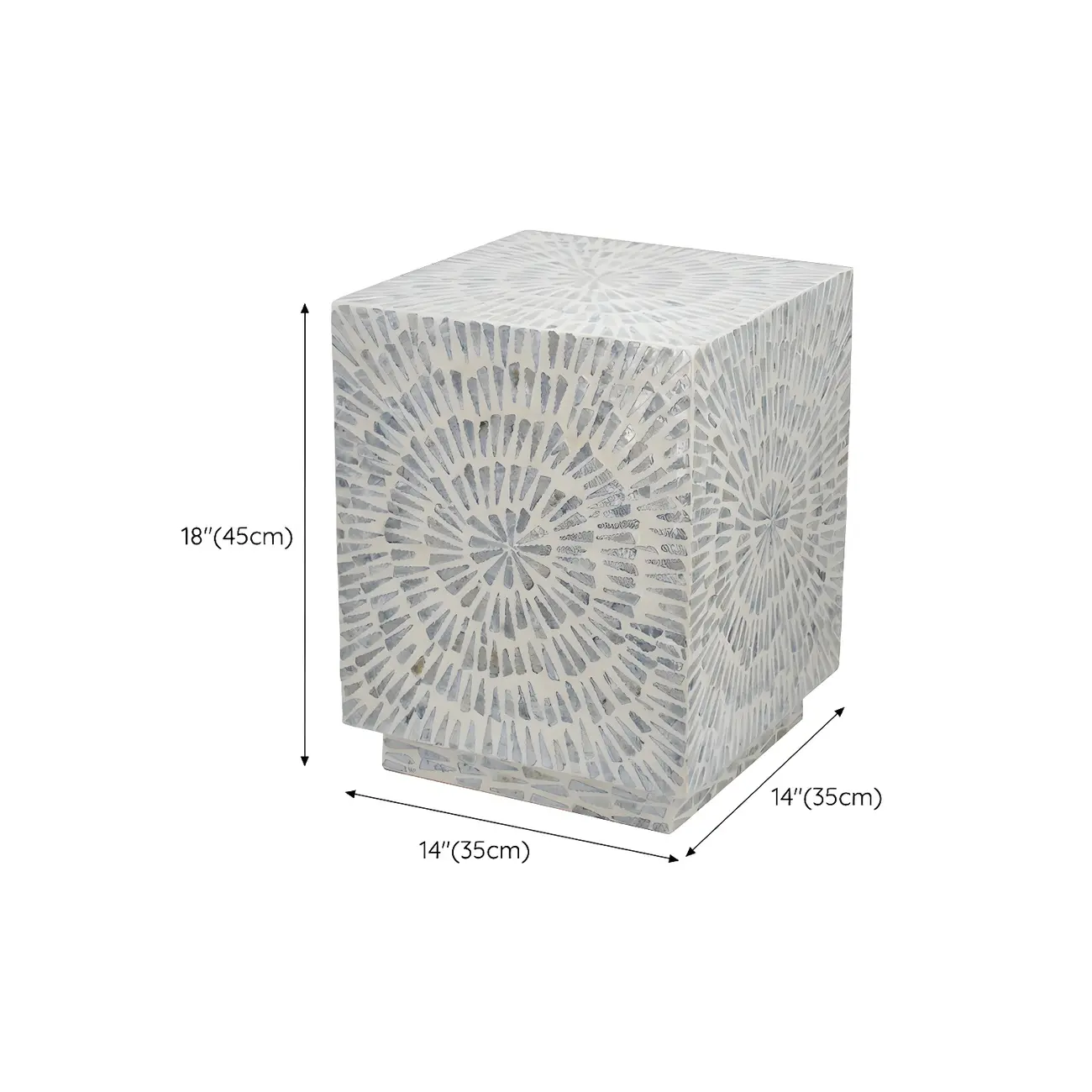 Tropical Mosaic Wooden Round Side Table