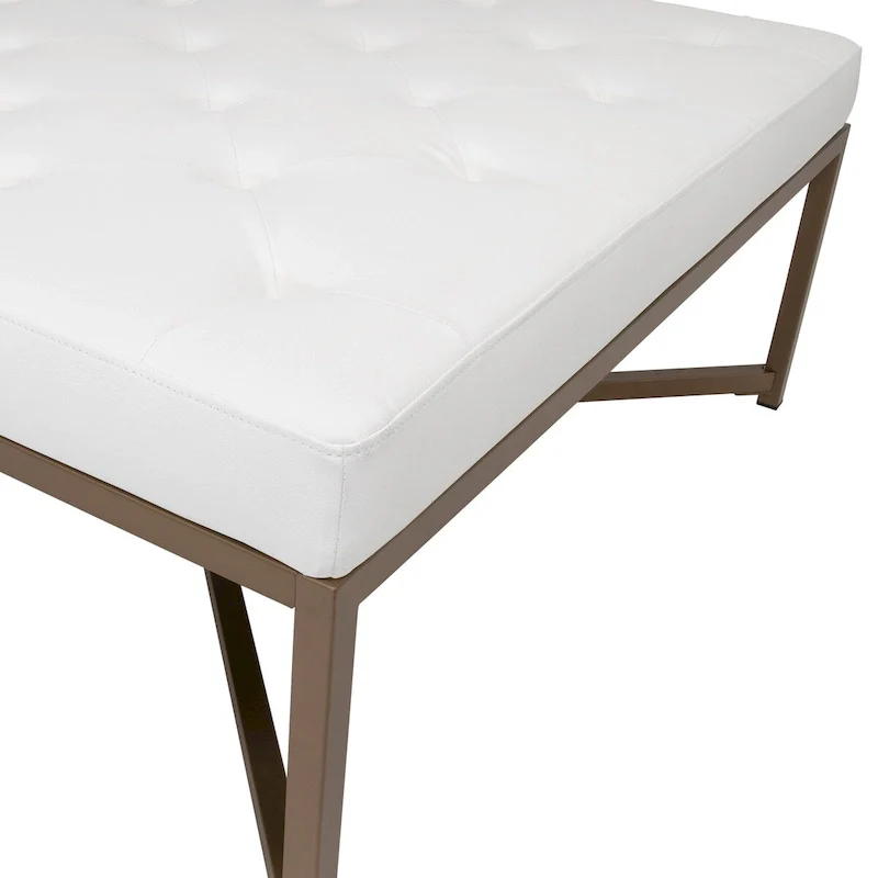 Studio Designs Home Camber Metal and Tufted Leather Large Cocktail Ottoman