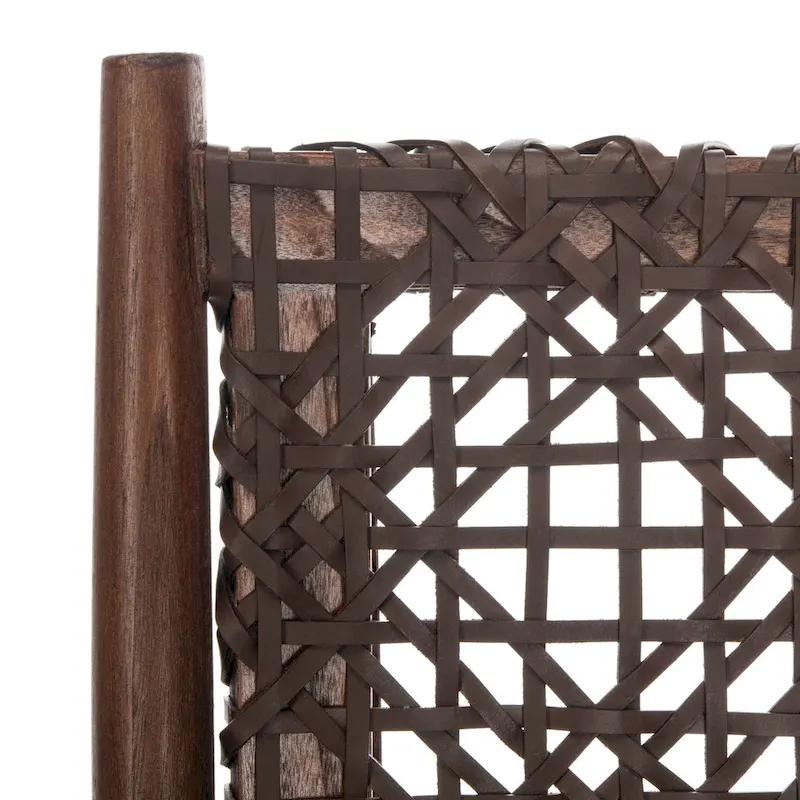 Open Leather Weave Squared Accent Chair