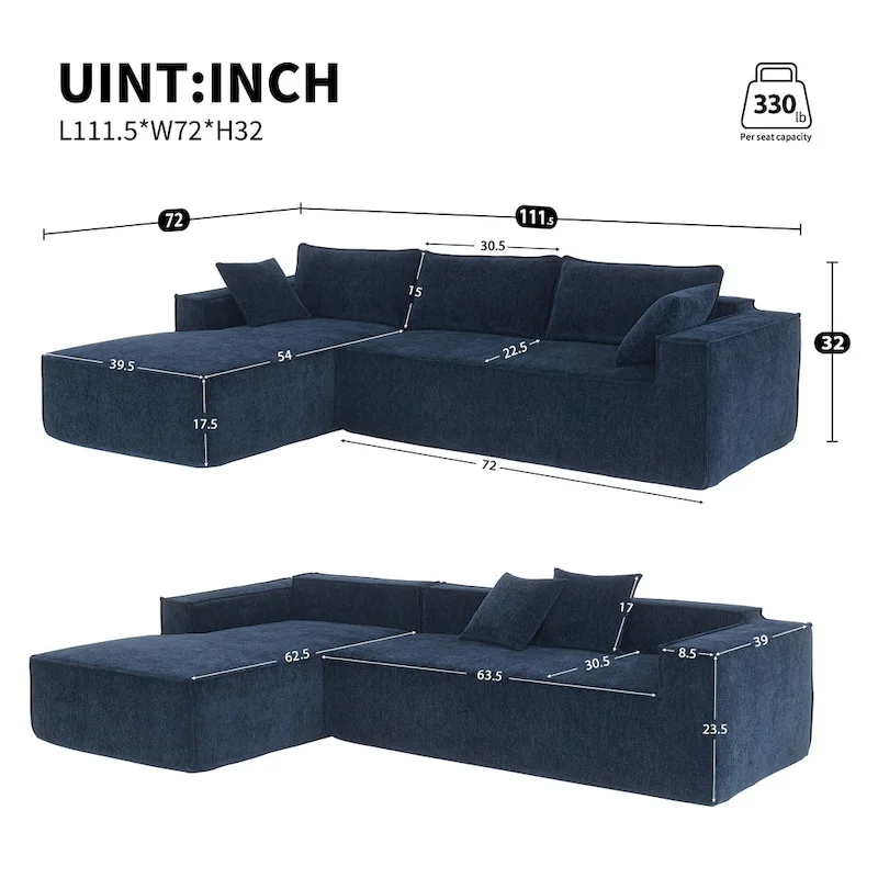 Zab Chenille 2 Pieces Sectional Sofa by GDFStudio