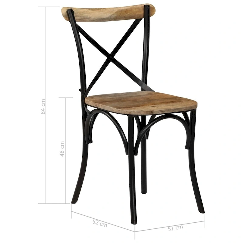 vidaXL Cross Chairs 6 pcs Black Solid Mango Wood - 20.1 x 20.5 x 33.1