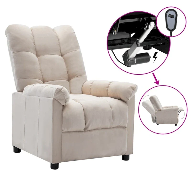 Cream / Brown / Dark Gray / Black / Taupe Electric Fabric Recliner Chair, 1-Person