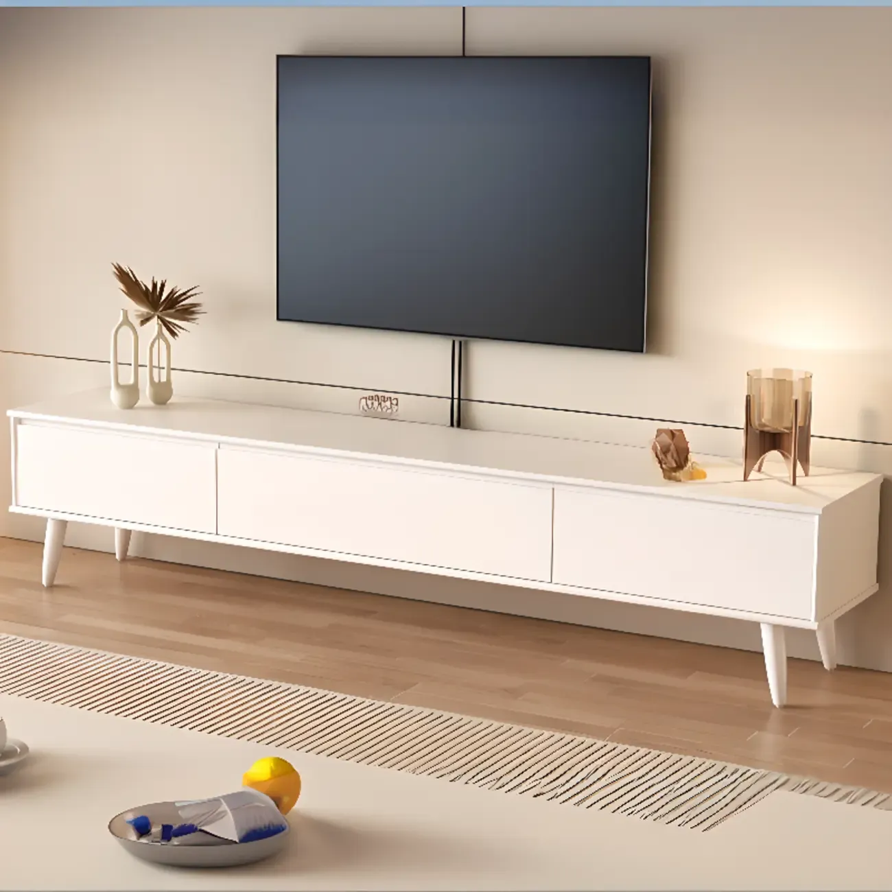 Nordic Wooden TV Stand with 3-Drawers for Living Room
