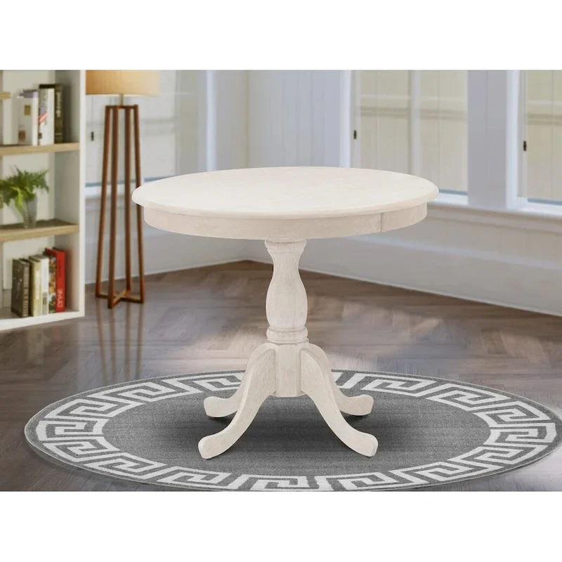 East West Furniture Dining Room Table - a Round kitchen Table Top with Pedestal Base, (Finish Options Available)