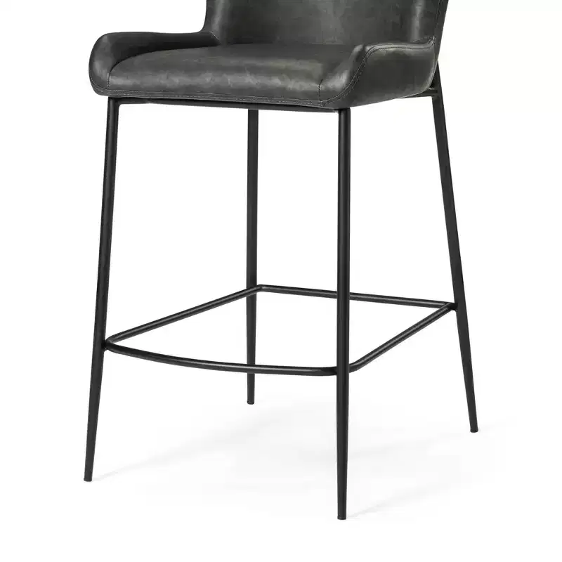 Maven Lane Naomi Metal Counter Stool with Faux Leather 27