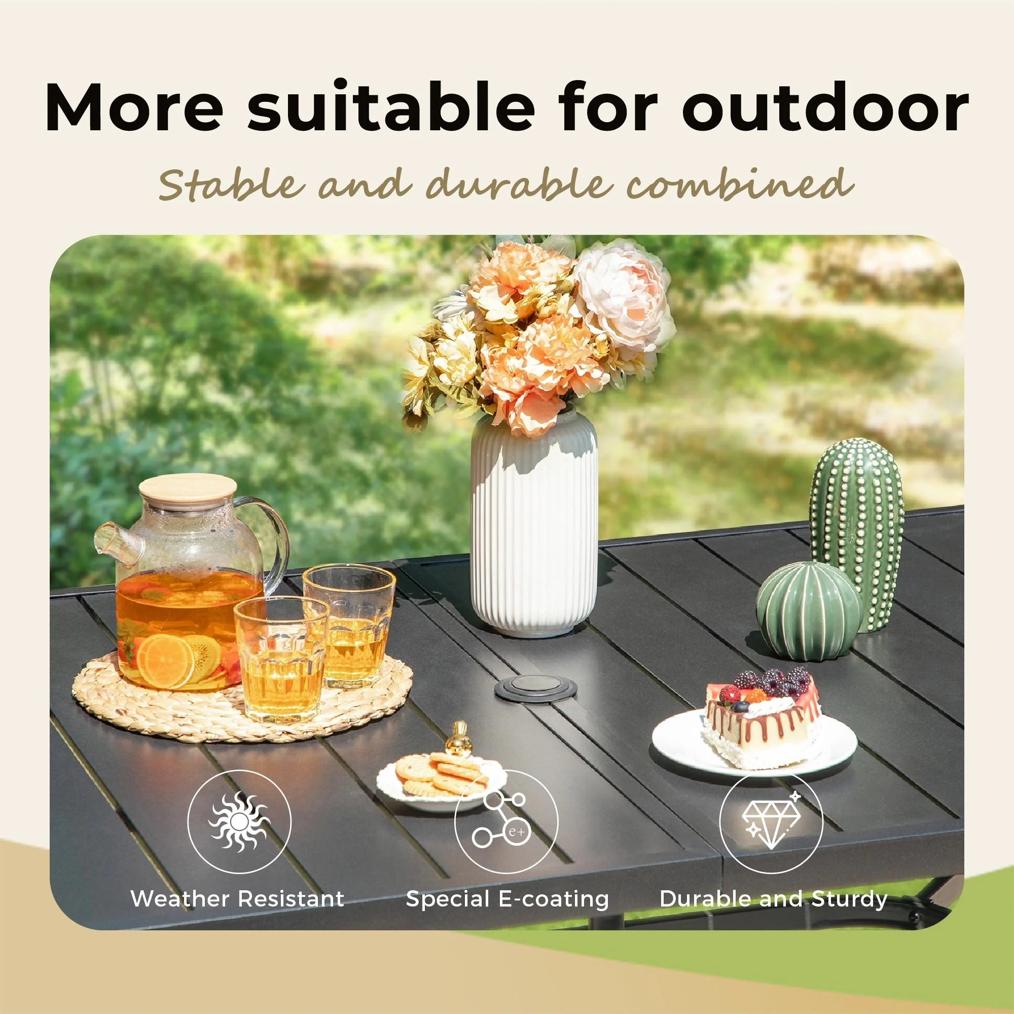 MAISON ARTS 8 PCS Patio Dining Set with 13ft Patio Umbrella