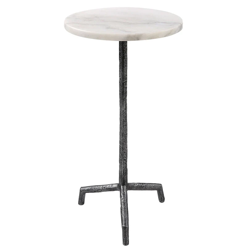 Puritan White Marble Drink Table - 12 W X 23.5 H X 12 D (in)