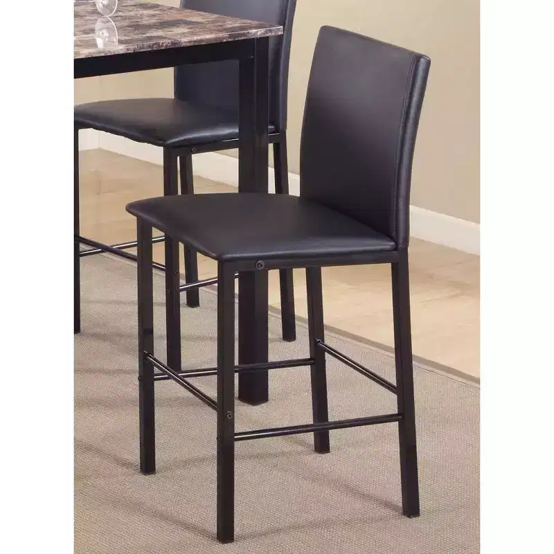 Roundhill Furniture Citico Metal Counter Height Dining Chairs with Black Metal Frame, Set of 4