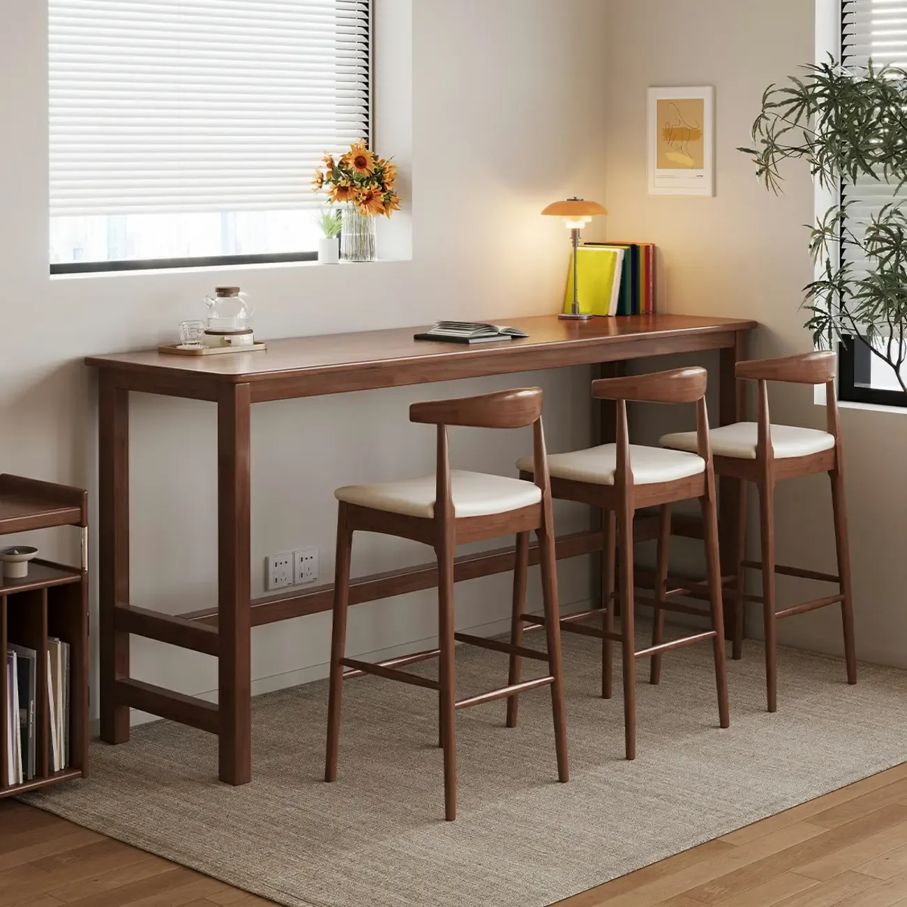 Modern Rubberwood Bar Tables with Trestle Base
