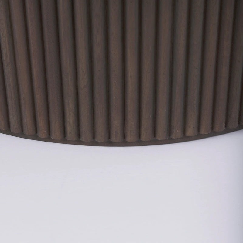 Terra 48L x 48W x 15H Dark Brown Wood Round Fluted Coffee Table