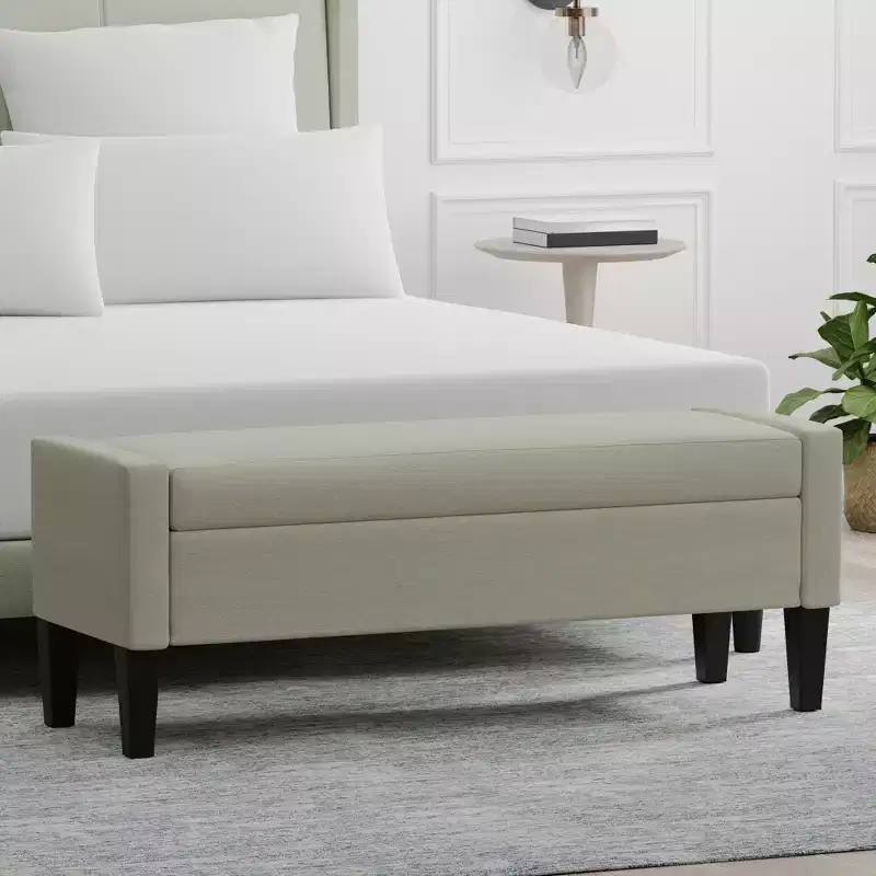 Glenwillow Home 52 Upholstered Storage Bench With Truncated Arms