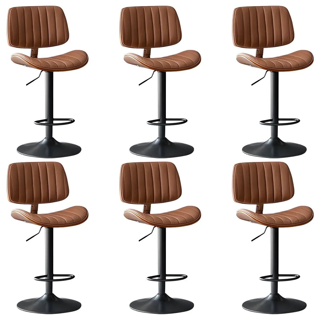 Modern Faux Leather Adjustable Swivel Bar Stools