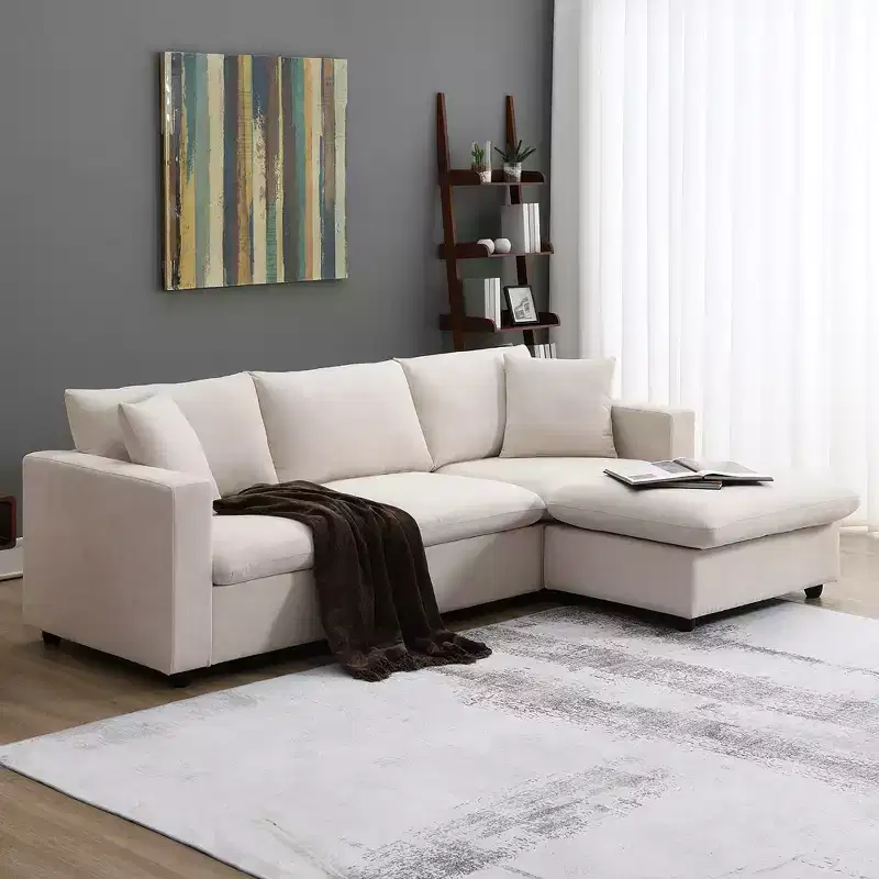 GDFStudio Bruce 101 Fabric L-Shaped Sectional Sofa with Ottoman