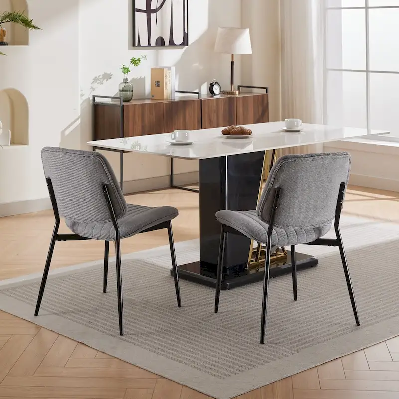 GDFStudio Modern Armless Upholstered Dining Chairs with Metal Legs