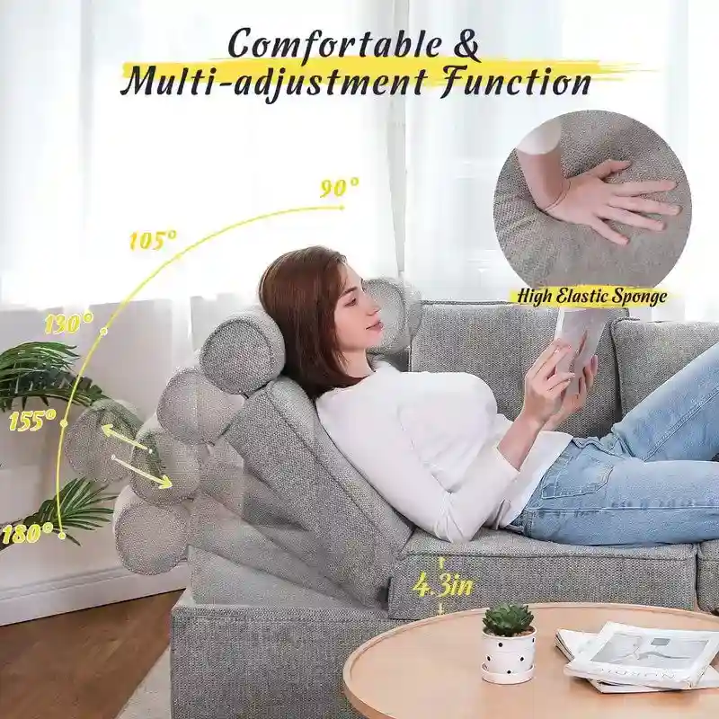 4 in 1 Multi-Function Folding Sofa Folding Bed Single Futon Couch Guest Bed with 2 Throw Pillows