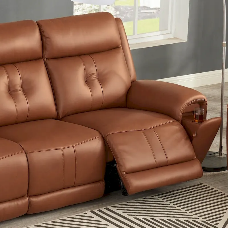 Hydeline Emma Zero Gravity Power Recline & Headrest Top Grain Leather Sofa & Loveseat Set with Cup Holders