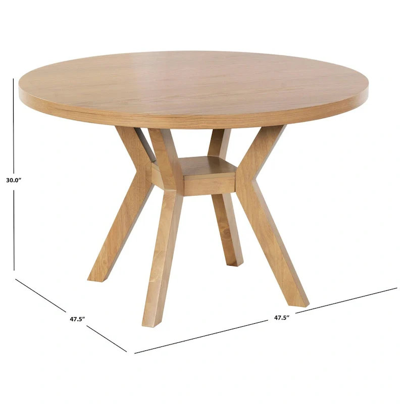 Natural Round Wood Dining Table, Seats 6