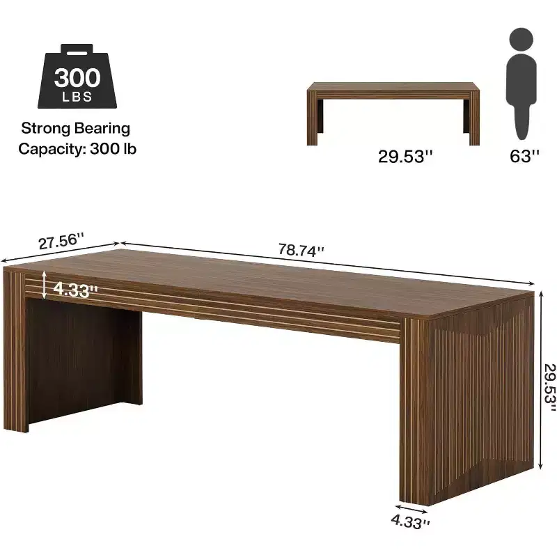 Lantine 79-Inch Extra Long Desk, Two Person Double Desk for Home Office, Wooden Long Computer Desk Writing Table for Office, Dark Brown