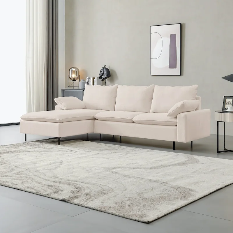 L-Shaped Upholstered Sectional Sofa with Chaise