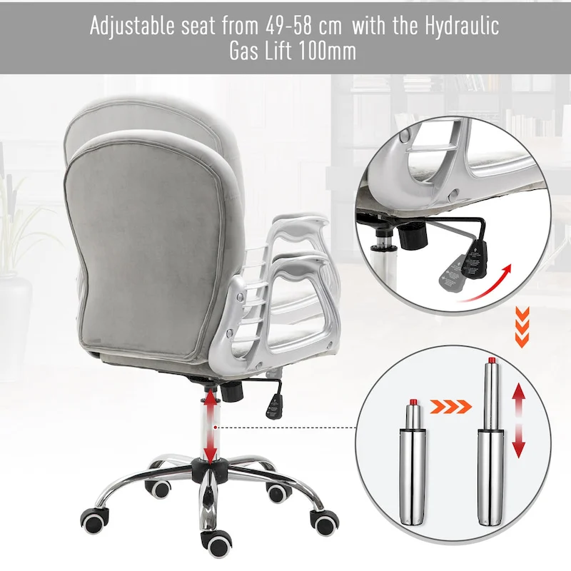 Vinsetto Vanity Middle Back Office Chair Tufted Backrest Swivel Rolling Wheels Task Chair with Height Adjustable Armrests