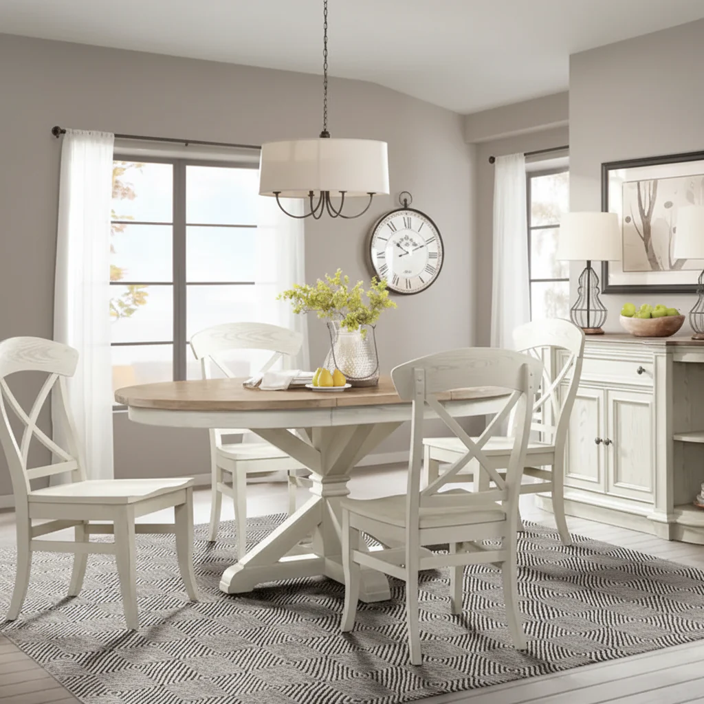 Harola Round Pedestal Dining Table with 18