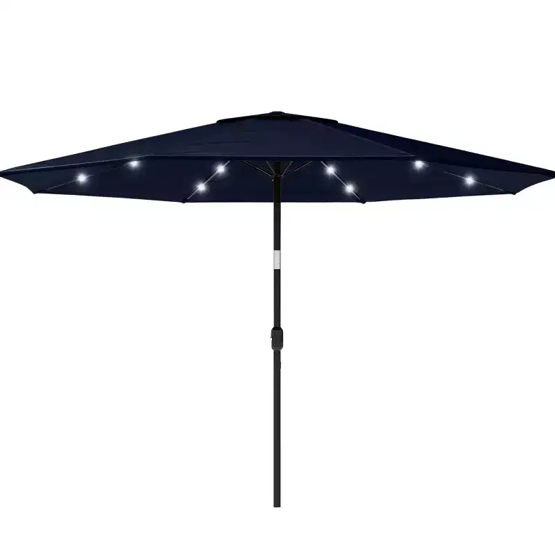 Pure Garden 10' Octagon Outdoor Patio Market Umbrella with Lights