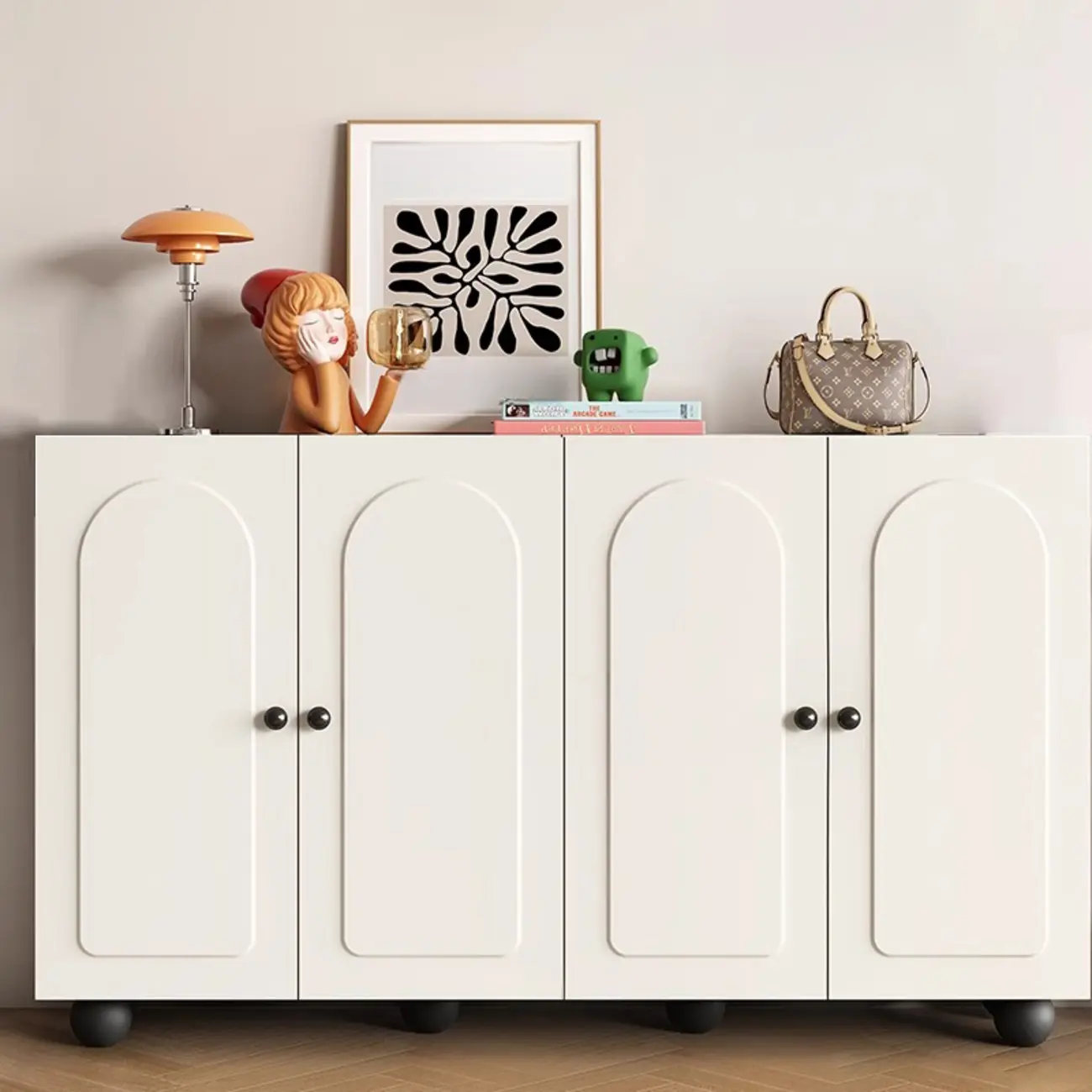 Chic Adjustable Shelves Wood Shoe Cabinet in White/Black