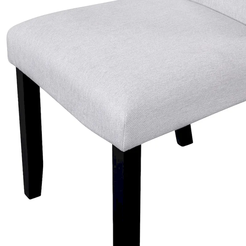 5 Pcs Wood Kitchen Table and Chair Set, 4 People Round Dining Table Set with Faux Marble Top and 4 Upholstered Chairs