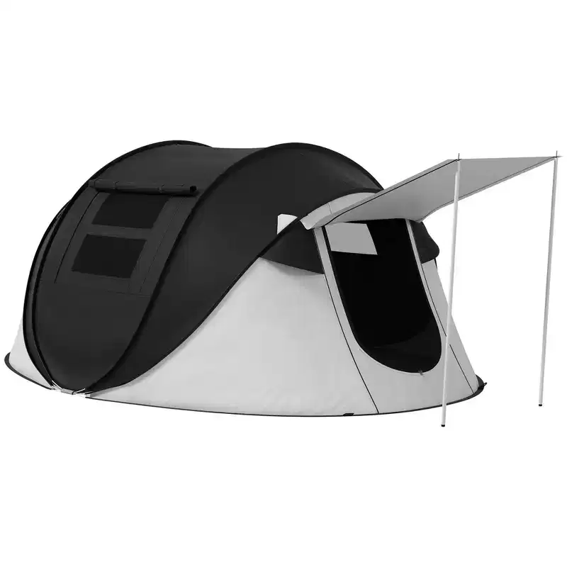 NAYSAYE 2 to 3 Person Pop Up Camping Tent with Porch 3000mm Waterproof Fiberglass Poles for Outdoor Adventures, Black, 110.3*82*46