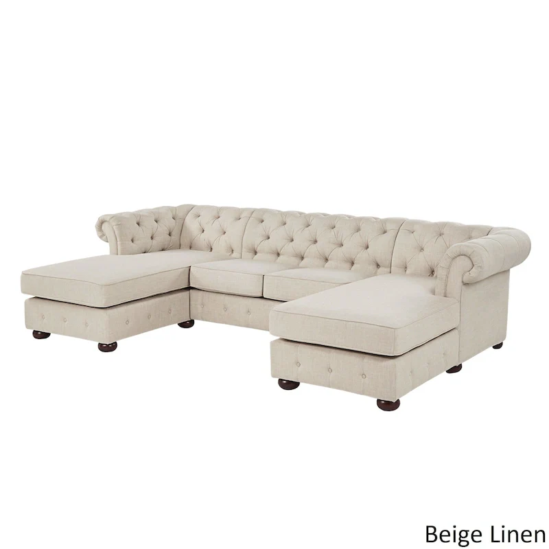 Knightsbridge Tufted Scroll Arm Chesterfield 4-Seat Sofa and Chaise Lounges