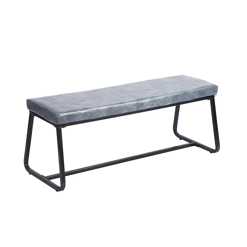 Home Remy Entryway Bench, PU Leather Upholstery, Iron Legs