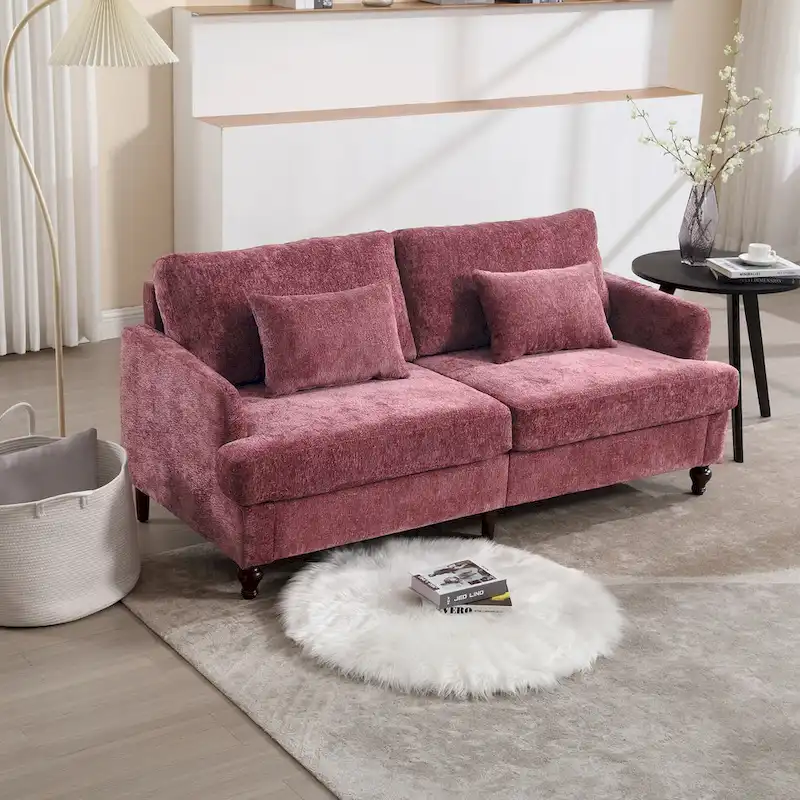 Modern Chenille Fabric Loveseat, 2-Seat Upholstered Loveseat Sofa