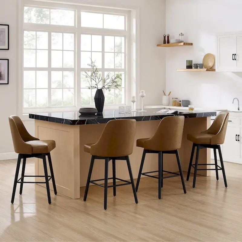 Art Leon Set of 2 Upholstered Counter Height Swivel Barstool