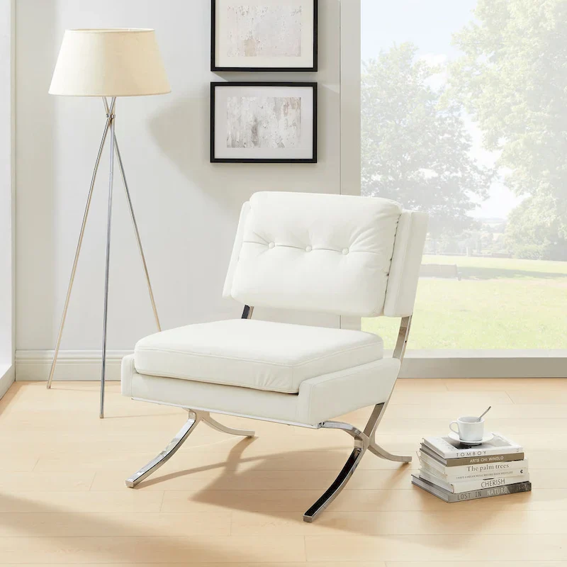 Modern Comfortable Velvet Armless Accent Chair