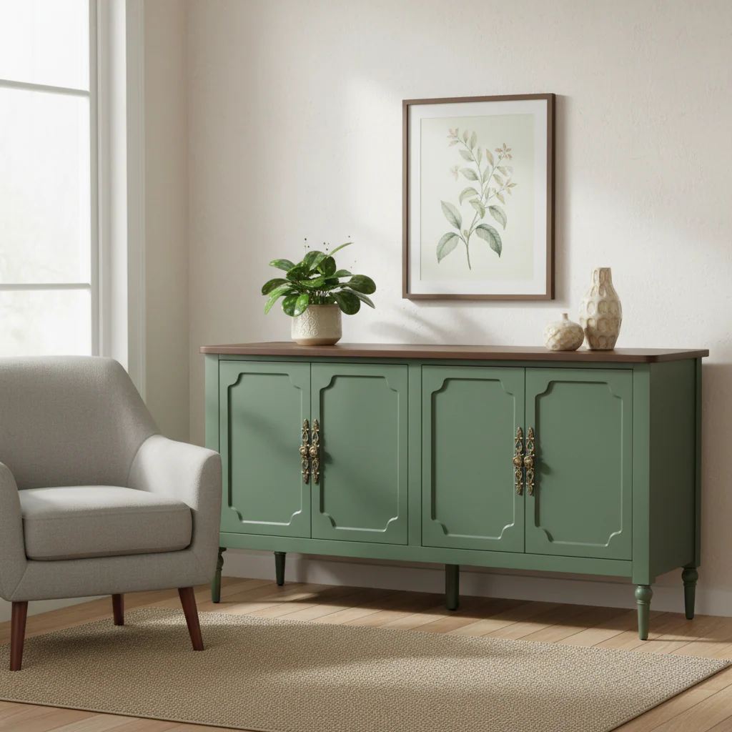 Green & Black 4-Door Accent Storage Cabinet, 58