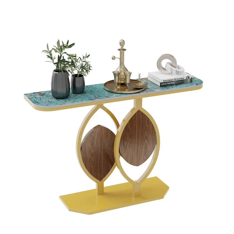 48 Modern Console Marble Table with Gold Base Entryway Living Room - 48x12x31