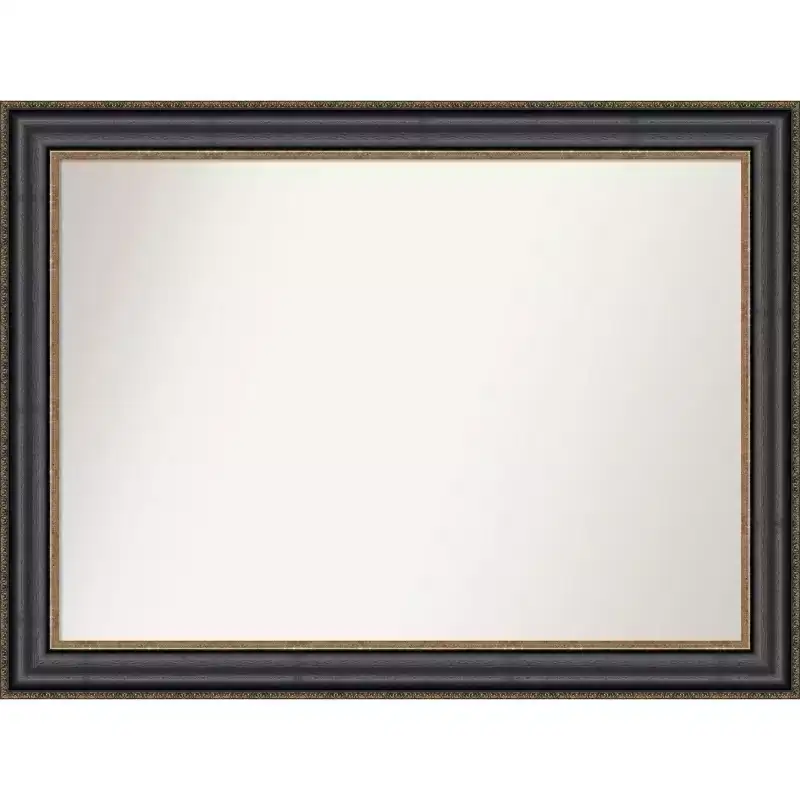 44" x 33" Non-Beveled Thomas Black Bronze Wall Mirror - Amanti Art: Modern Rectangular, Polystyrene Frame, Includes Mount Hardware