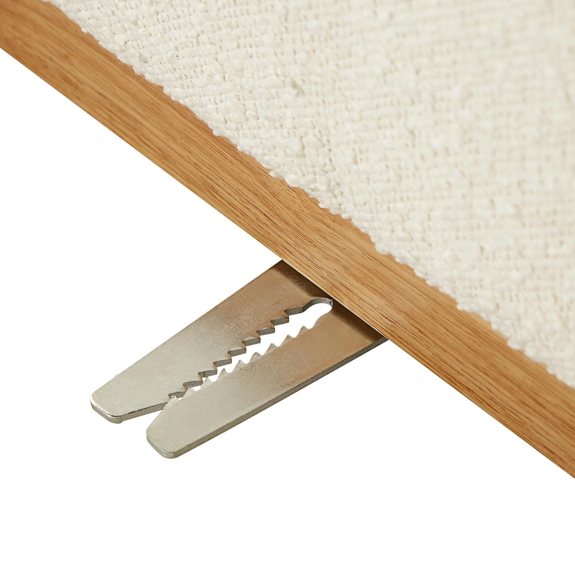 Ecru Boucle Sectional Sofa, 1-Seater Curved Sofa