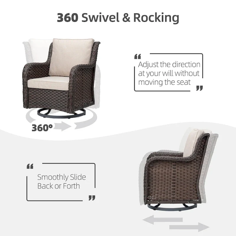 3 Pieces Rocking Wicker Bistro Set