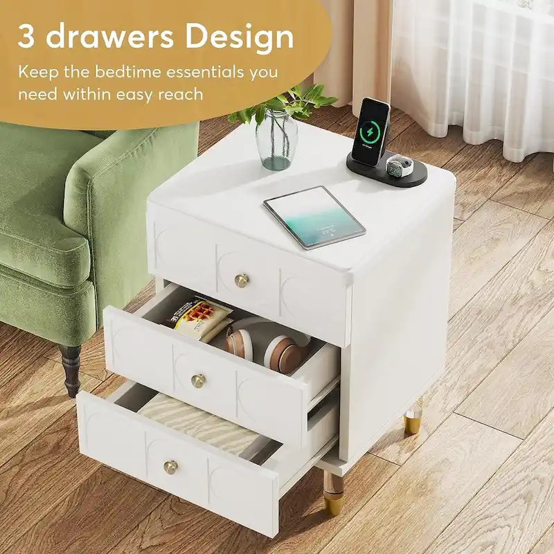 3-Drawer Nightstand with Two-Tone Finish