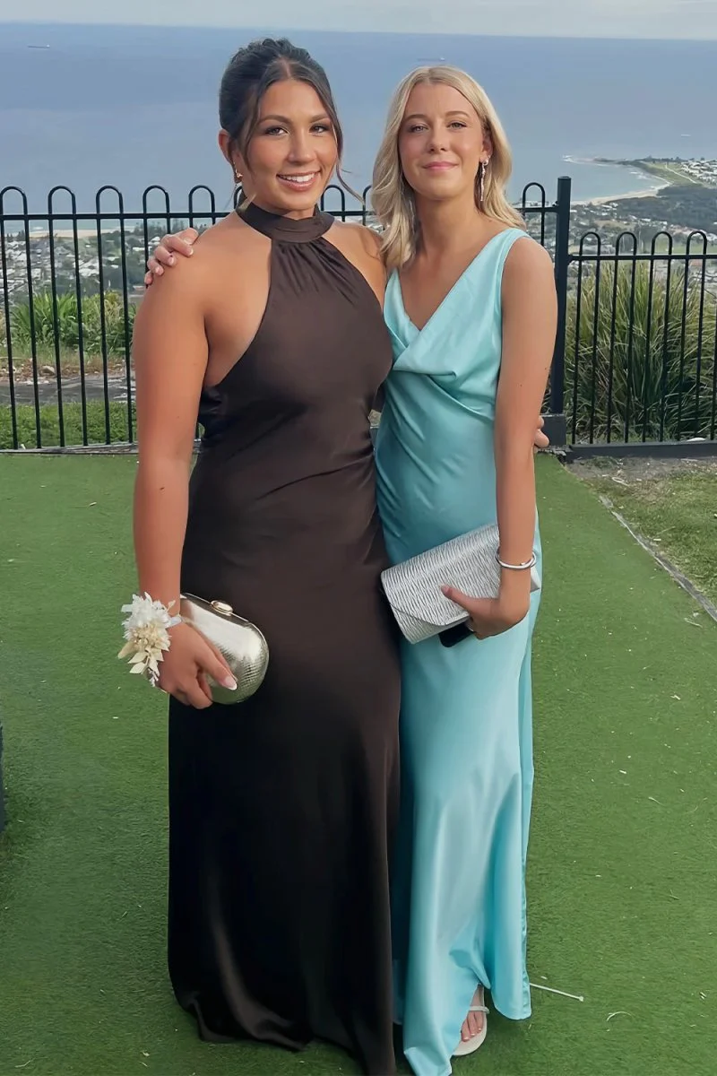 Fuchsia - One Shoulder Sheath Satin Long Prom Dresses