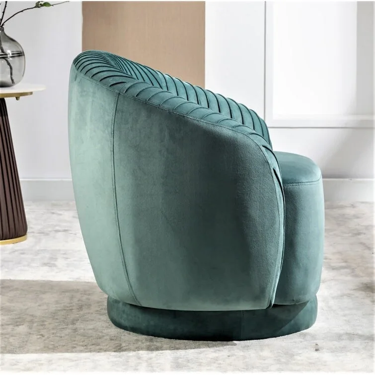 Modern Barrel Swivel Accent Chair with Plush Velvet Upholstery