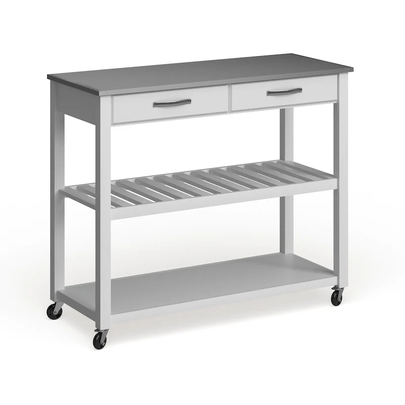 Crosley White Wood/ Stainless Steel Kitchen Cart Island - 17d x 43w x 35h