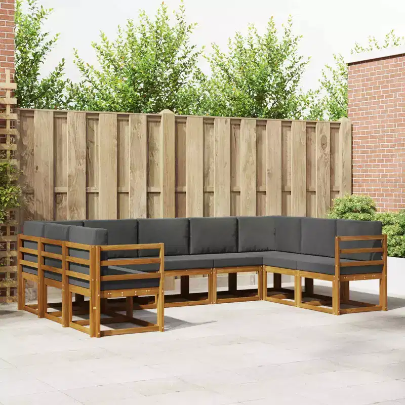 vidaXL Outdoor Sofa Set with Cushion 9 pcs Natural and Anthracite
