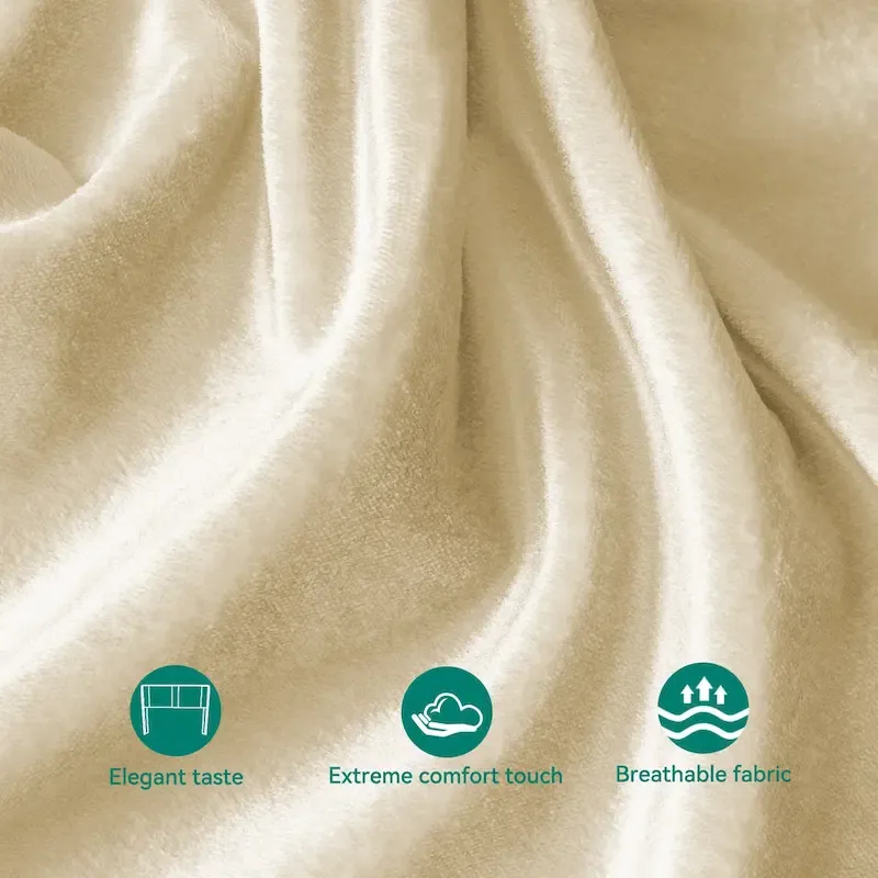 Queen Upholstered Bed Frame with Beige Velvet Headboard and Wingback