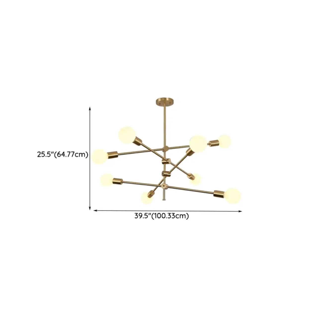 Gold Metal Modern 6 Lights Sputnik Chandelier