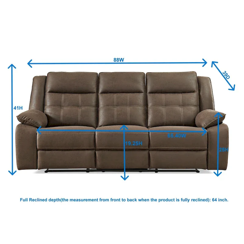 Lesley Reclining Sofa, Brown