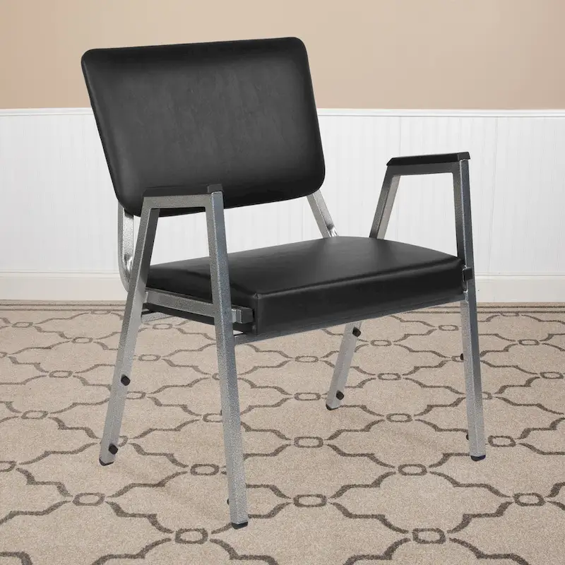Black Vinyl / Fabric Bariatric Reception Chair, Single Seat, 5 Colors