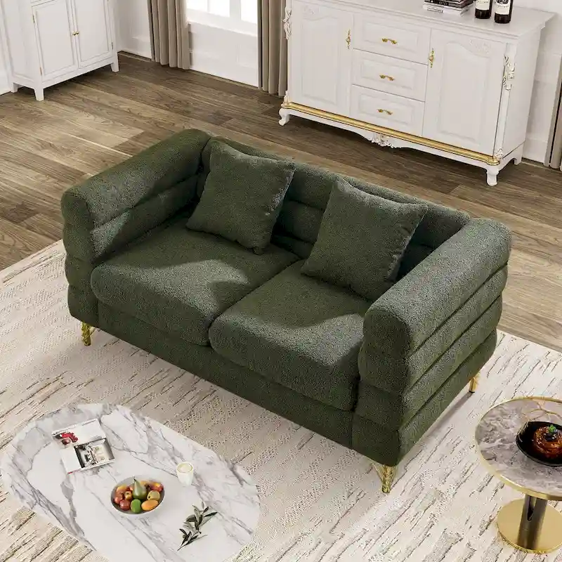 Teddy Fabric Modern Sectional Sofa Sets L-Shape/2/3/4 Seater Sofa Couch with Pillows