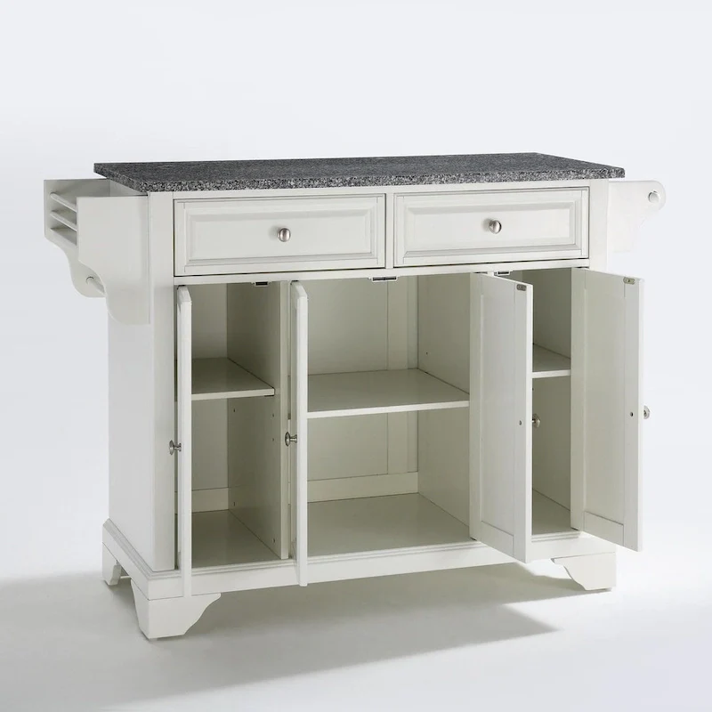 Granite Top Kitchen Island in White Finish – 18